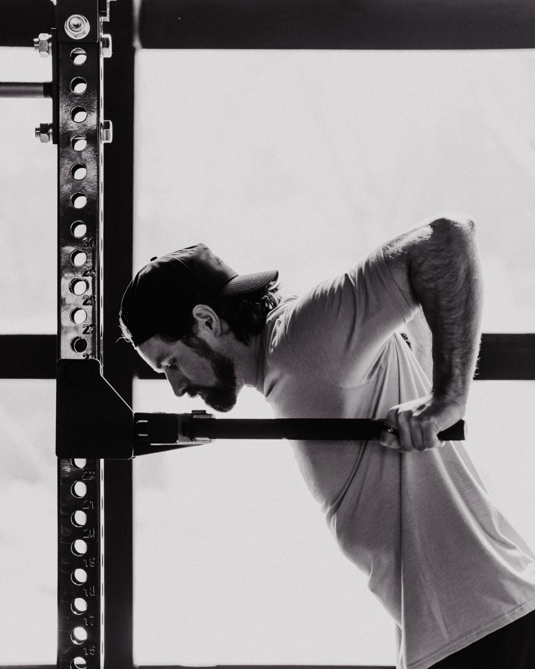 Peter mid-set on a barbell row